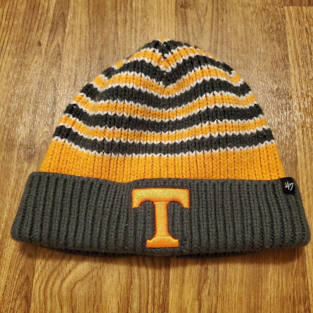 Tennessee Volunteers Beanie Hat Skull Cap Adult Orange Gray Striped Football 47'